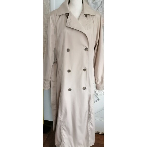 Vintage J.G. Hook Trench Coat Lined Double Breast Belted Women 14 Beige - Picture 1 of 4